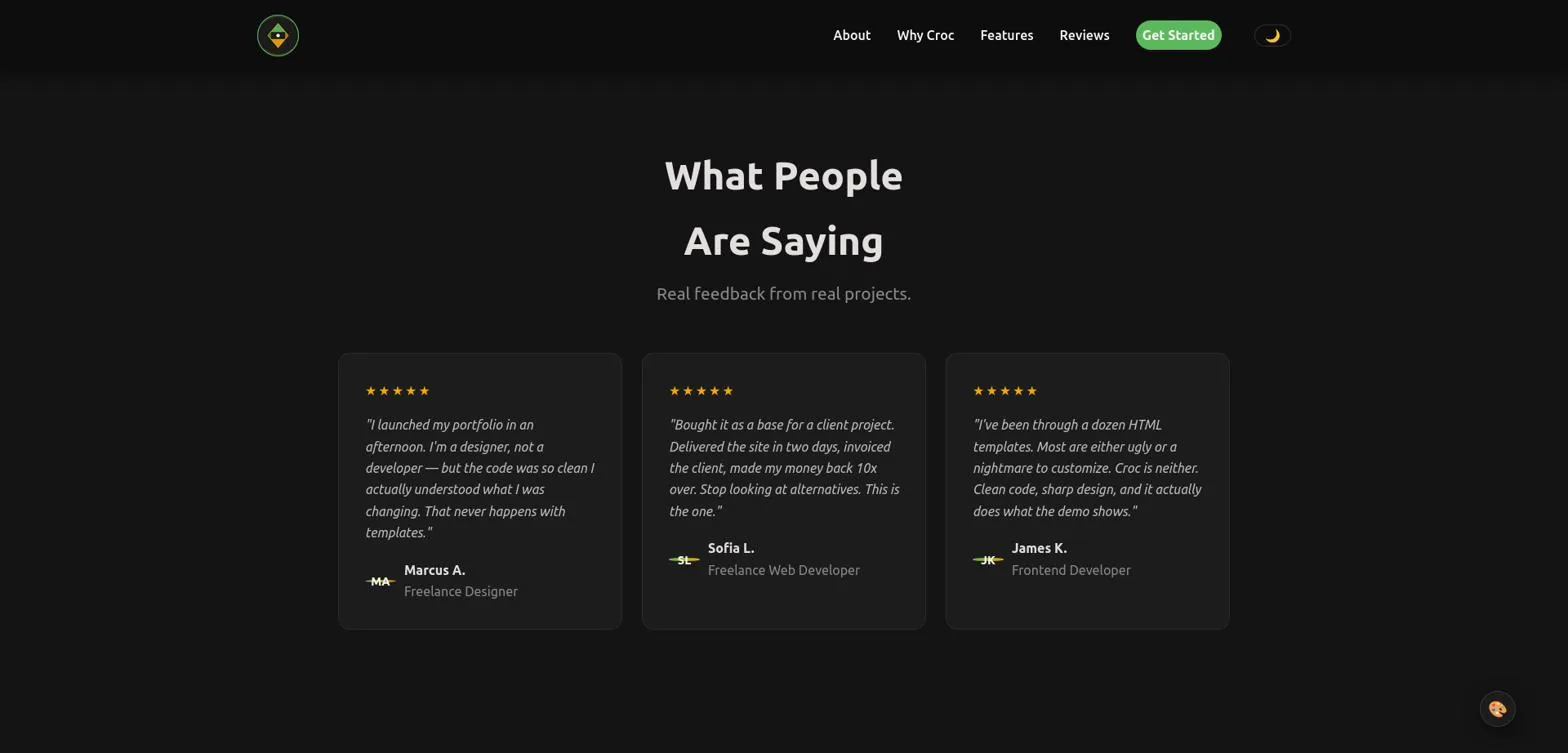 Testimonials section